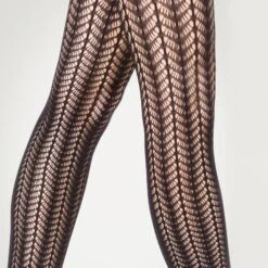 Bas Autofixant Graphique Wolford Romance -Vêtements Soldes bas wolford romance noir 6