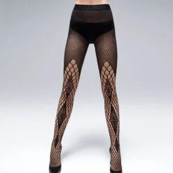 Collant Motif Géométrique Wolford Clairee -Vêtements Soldes collant wolford clairee noir 2