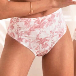 Culotte Haute Antigel Jungle De Jouy -Vêtements Soldes culotte antigel jungle de jouy blanc rose 2