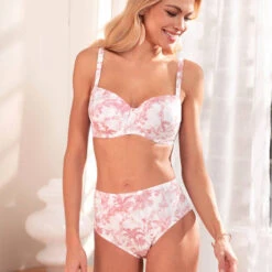 Culotte Haute Antigel Jungle De Jouy -Vêtements Soldes culotte antigel jungle de jouy blanc rose 5