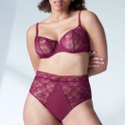 Simone Perele Culotte Haute Simone By SP En Dentelle Simone Pérèle Victoire -Vêtements Soldes culotte simone perele victoire prune 5