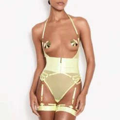 Jarretières Doubles Bordelle Cadi Range -Vêtements Soldes jarretiere bordelle cadi range citron 4