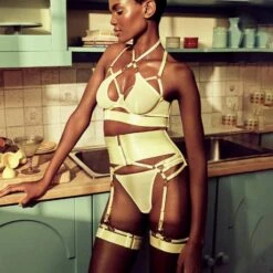 Jarretières Doubles Bordelle Cadi Range -Vêtements Soldes jarretiere bordelle cadi range citron 5