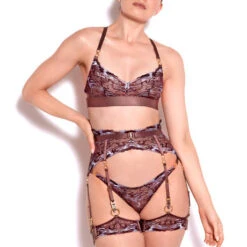 Jarretières Bordelle Onda -Vêtements Soldes jarretiere bordelle onda prune 5