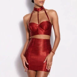 Jupe Porte-jarretelles Bordelle Signature -Vêtements Soldes jupe bordelle signature rouge 4