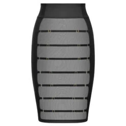 Jupe Crayon Bandes élastiques Maison Close Chambre Noire -Vêtements Soldes jupe maison close chambre noire noir 3