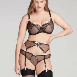 Porte-jarretelles Résille Agent Provocateur Rozey -Vêtements Soldes porte jarretelles agent provocateur rozey noir rose pale 4