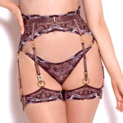 Porte-jarretelles 6 Attaches Bordelle Onda -Vêtements Soldes porte jarretelles bordelle onda prune 2