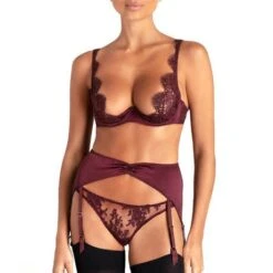 Culotte Porte-jarretelles En Dentelle Coco De Mer Camellia -Vêtements Soldes porte jarretelles coco de mer camellia bordeaux 4