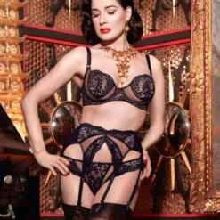 Porte-jarretelles 6 Attaches Dita Von Teese Fauve -Vêtements Soldes porte jarretelles dita von teese fauve noir 6