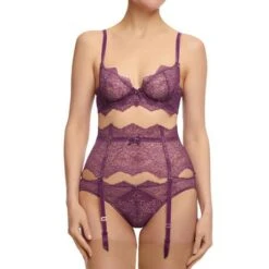 Porte-jarretelles 6 Attaches En Dentelle Dita Von Teese Lurex Lace -Vêtements Soldes porte jarretelles dita von teese lurex lace mauve 6