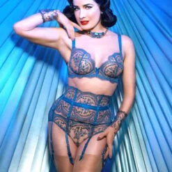 Porte-jarretelles 6 Attaches Dita Von Teese Severine -Vêtements Soldes porte jarretelles dita von teese severine bleu electrique 5
