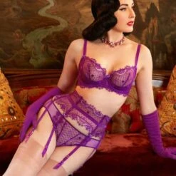 Porte-jarretelles 6 Attaches Dita Von Teese Vedette -Vêtements Soldes porte jarretelles dita von teese vedette violet 4