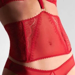 Serre-taille Porte-jarretelles Maison Close Accroche Coeur -Vêtements Soldes porte jarretelles maison close accroche coeur rouge 5