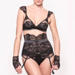 Serre-taille Porte-jarretelles En Dentelle Prelude Marlene 9 Serre-taille Porte-jarretelles En Dentelle Prelude Marlene -Vêtements Soldes porte jarretelles prelude marlene noir 4