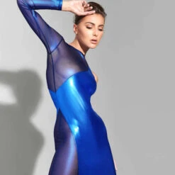 Robe Longue Asymétrique Maison Close Blue Angel -Vêtements Soldes robe maison close blue angel bleu marine 3