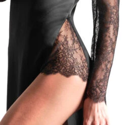 Robe Longue Fendue En Soie Maison Close Rendez-vous -Vêtements Soldes robe maison close rendez vous noir 3