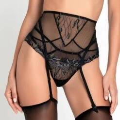 Serre-taille Porte-jarretelles Lise Charmel Les Nuits Chics -Vêtements Soldes serre taille lise charmel les nuits chics noir argent 2