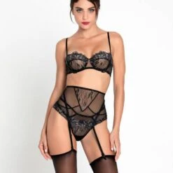 Serre-taille Porte-jarretelles Lise Charmel Les Nuits Chics -Vêtements Soldes serre taille lise charmel les nuits chics noir argent 4
