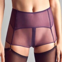 Shorty Zippé Porte-jarretelles Maison Close L'Amoureuse -Vêtements Soldes shorty maison close l amoureuse violet 2
