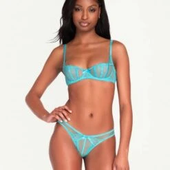 Slip Ouvert En Dentelle Agent Provocateur Rozlyn -Vêtements Soldes slip femme agent provocateur rozlyn bleu turquoise 4