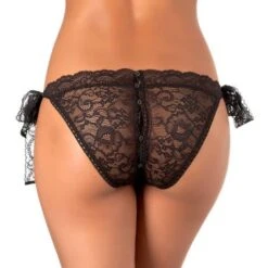Slip Coquin Ouvrable En Dentelle Aubade Boite à Désir -Vêtements Soldes slip femme aubade boite a desir noir 7