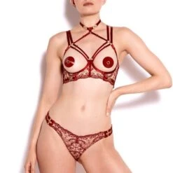 Slip Ouvert Bordelle Cymatic -Vêtements Soldes slip femme bordelle cymatic rouge 3