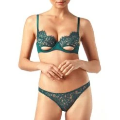 Slip Ouvrable En Dentelle Coco De Mer Titania -Vêtements Soldes slip femme coco de mer titania vert fonce 3
