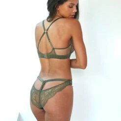 Slip Ouvert En Soie Fleur Of England Ingrid -Vêtements Soldes slip femme fleur of england ingrid kaki 3