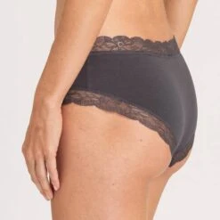 Slip Taille Basse En Coton Hanro Cotton Lace -Vêtements Soldes slip femme hanro cotton lace anthracite 2