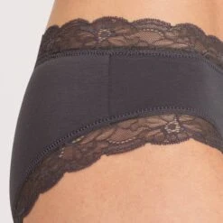 Slip Taille Basse En Coton Hanro Cotton Lace -Vêtements Soldes slip femme hanro cotton lace anthracite 3