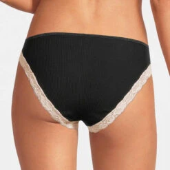 Slip Dentelle En Coton Fil D'Écosse Oscalito Scozia -Vêtements Soldes slip femme oscalito scozia noir beige 2