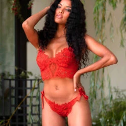 Tanga En Dentelle Marjolaine Rebecca -Vêtements Soldes tanga marjolaine rebecca rouge 5